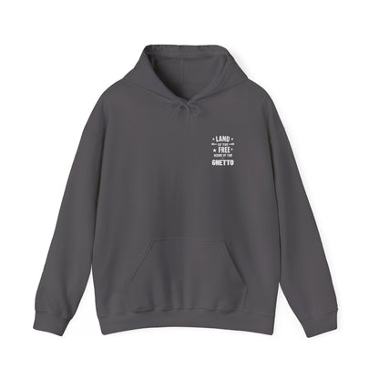Land of The Free Home of The Ghetto Hoodie, Embroidered Design,  Protest streetwear