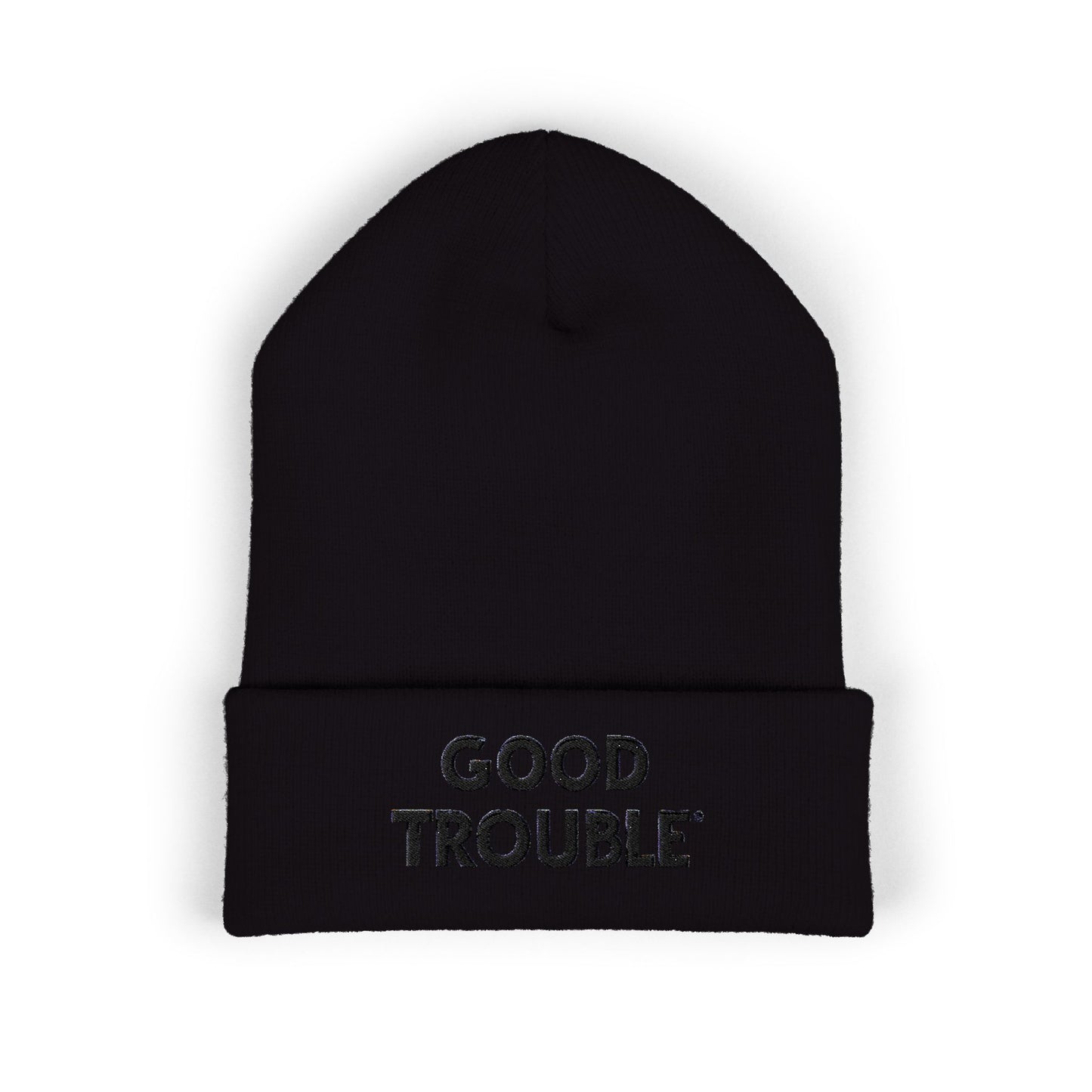 Good Trouble Cuffed Beanie, Embroidered Beanie Hat, Eco-Friendly Accessories, Winter Warm Hat