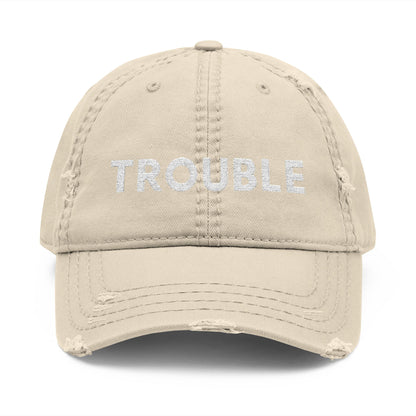 Trouble Distressed Dad Hat, Relaxed Cap, Gift for Dads, Casual Wear, Trendy Hat