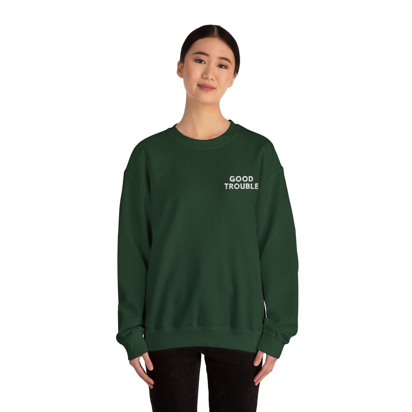GoodTrouble Embroidered Unisex Crewneck Sweatshirt - Comfort Meets Activism