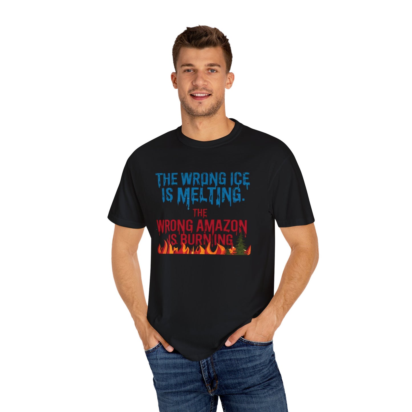 The Wrong Ice Is Melting The Wrong Amazon Is Burning Eco-Conscious Unisex T-Shirt - Climate Change Awareness Tee