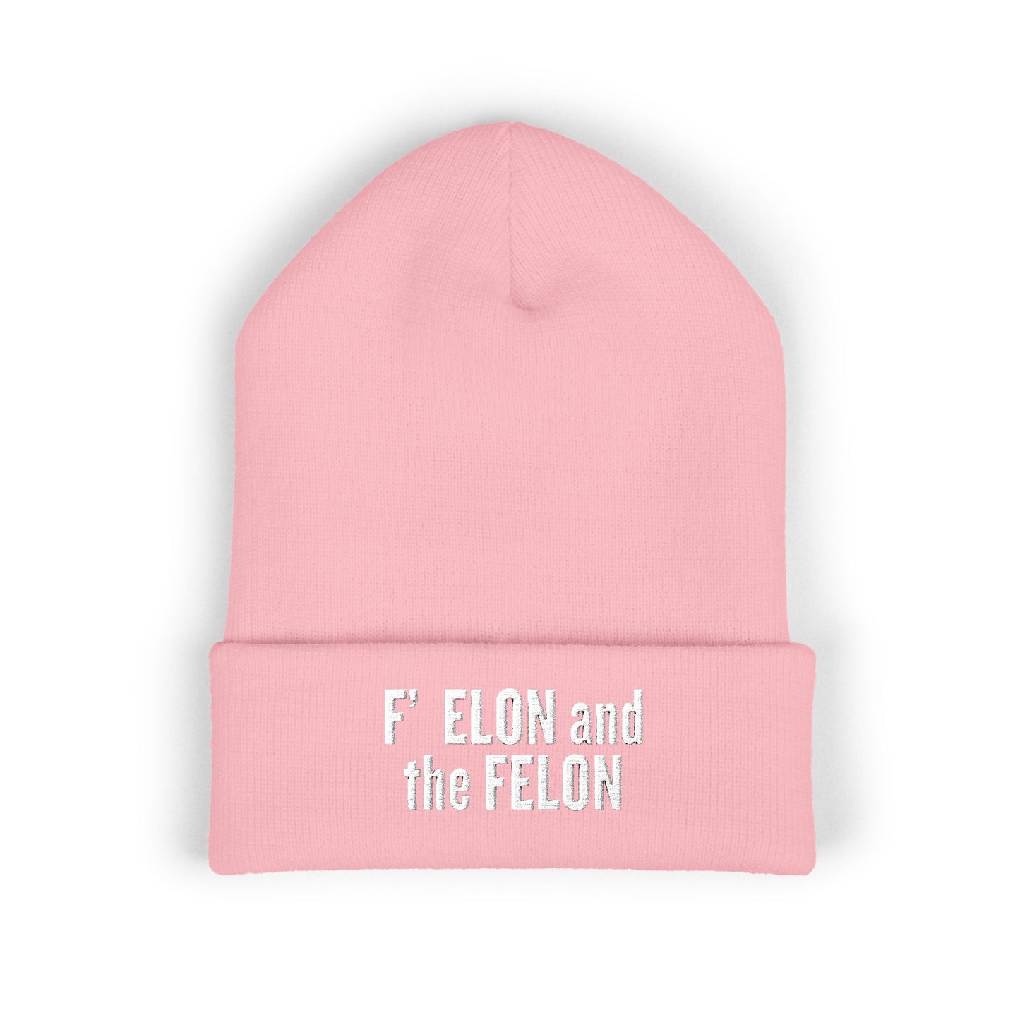 F ELON and the FELON Classic Cuffed Beanie, Embroidered Beanie Hat, Eco-Friendly Accessories, Political Headgear