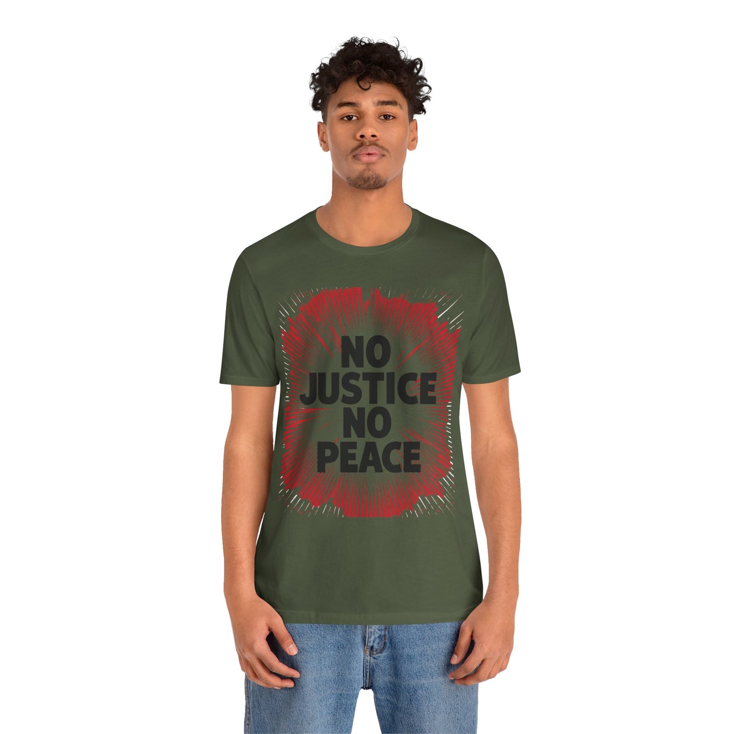 No Justice No Peace Tee - Unisex Jersey Short Sleeve Shirt, Statement Tee, Gift for Activists, Casual Wear, Hands Off Protest