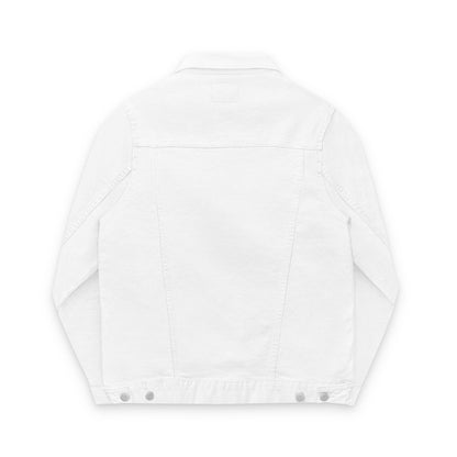 Unisex White Denim Jacket - Custom Embroidered 'Juneteenth' Design