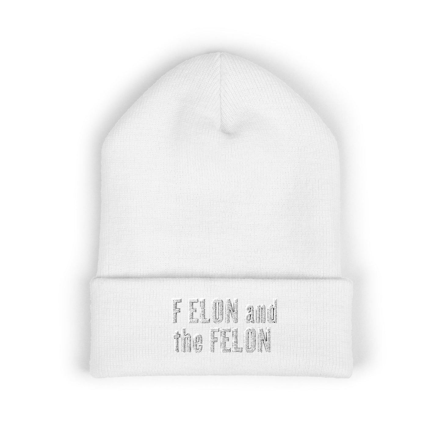 F ELON and the FELON Classic Cuffed Beanie, Embroidered Beanie Hat, Eco-Friendly Accessories, Winter Warm Hat, Political Headgear
