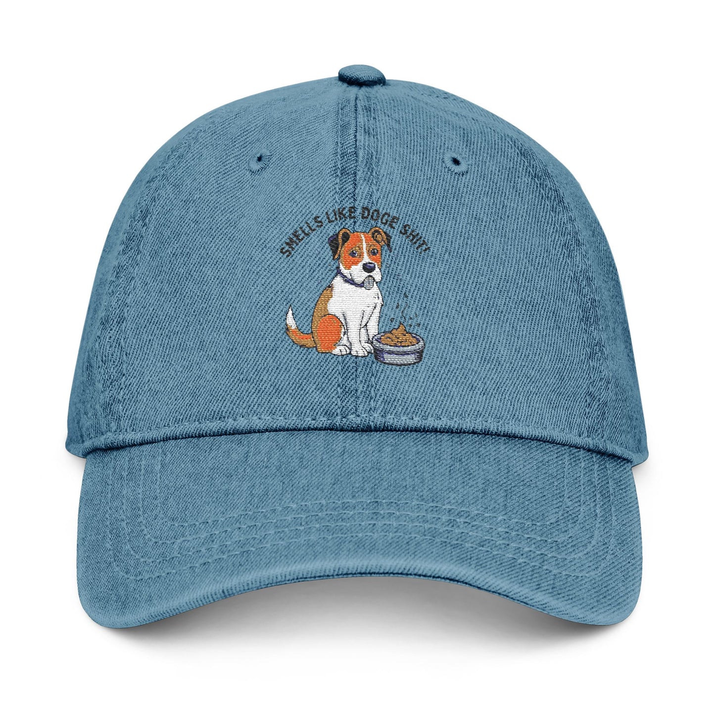 Embroidered Denim Hat - "Smells Like Doge Shit " Meme Cap for Everyday Wear