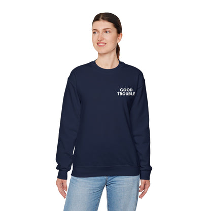 GoodTrouble Embroidered Unisex Crewneck Sweatshirt - Comfort Meets Activism
