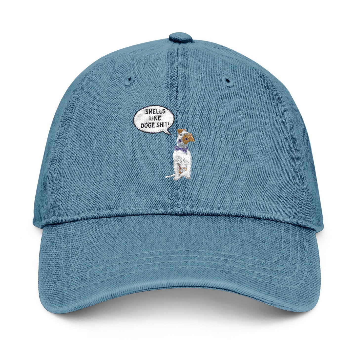 Embroidered Denim Hat - "Smells Like Doge Shit " Statement Cap for Everyday Wear