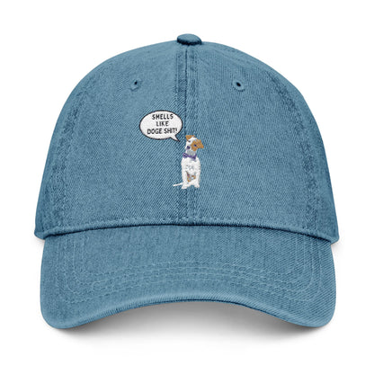 Embroidered Denim Hat - "Smells Like Doge Shit " Statement Cap for Everyday Wear