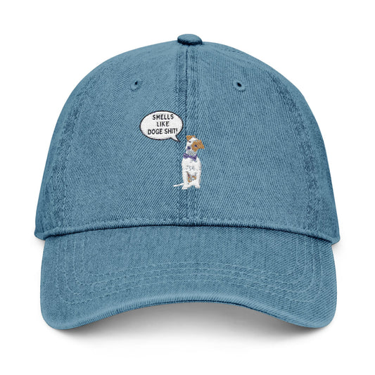 Embroidered Denim Hat - "Smells Like Doge Shit " Statement Cap for Everyday Wear