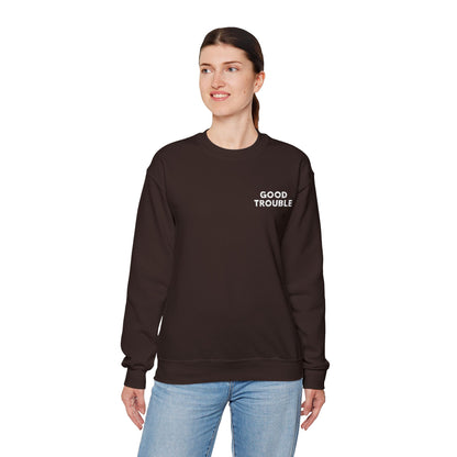 GoodTrouble Embroidered Unisex Crewneck Sweatshirt - Comfort Meets Activism