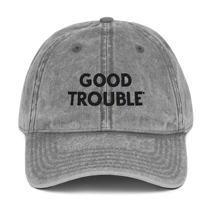 Good Trouble Embroidered Vintage Cap, Adjustable Dad Hat, Summer Essential Gift for Trendsetters