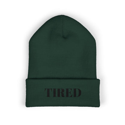 Tired Cuffed Beanie, Embroidered Beanie Hat, Eco-Friendly Accessories, Winter Warm Hat