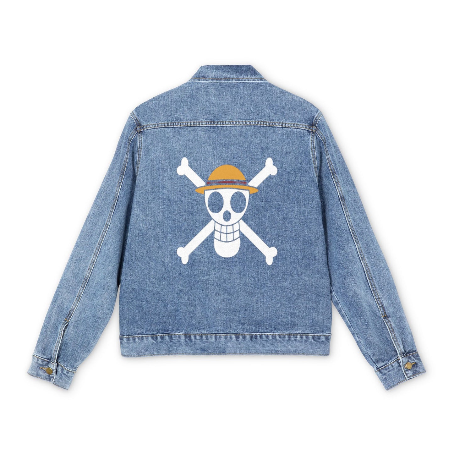 Straw Hat Pirates Jolly Roger Men's Denim Jacket with Skull Design