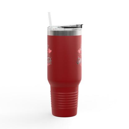 Love is the New Gangsta Insulated Travel Mug, 40oz, Perfect Gift for Coffee Lovers, Road Trips, and Hands Off Protest Tumbler