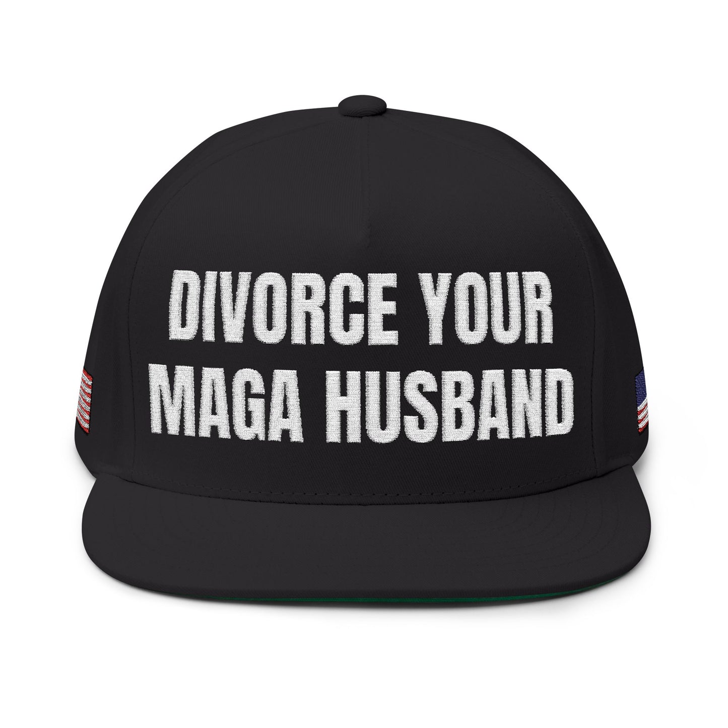 Embroidered Flat Bill Cap — "Divorce Your MAGA Husband" Statement Hat
