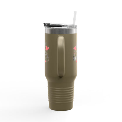 Love is the New Gangsta Insulated Travel Mug, 40oz, Perfect Gift for Coffee Lovers, Road Trips, and Hands Off Protest Tumbler