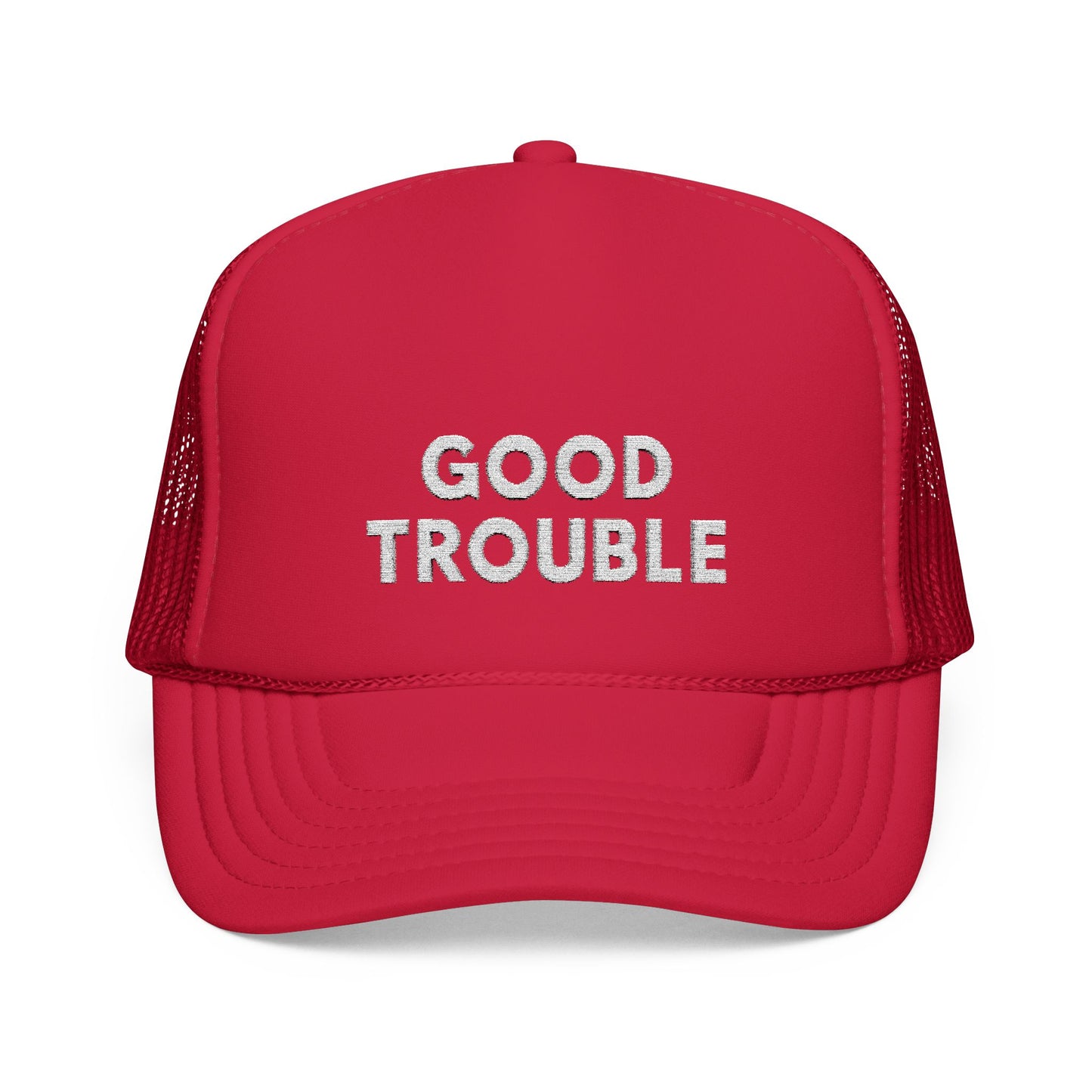 Good Trouble Foam Trucker Hat, Embroidered Adjustable Dad Hat, Summer Essential Gift, Embroidered Cap for Outdoor Events, Summer Accessory