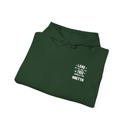 Land of The Free Home of The Ghetto Hoodie, Embroidered Design,  Protest streetwear