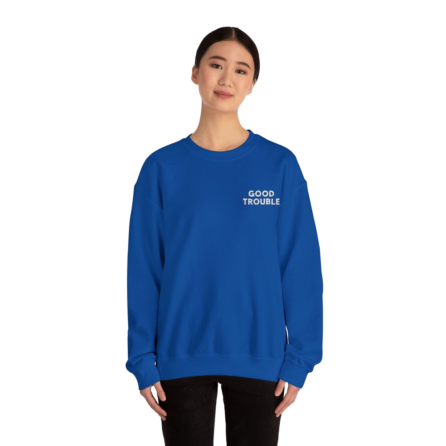 GoodTrouble Embroidered Unisex Crewneck Sweatshirt - Comfort Meets Activism