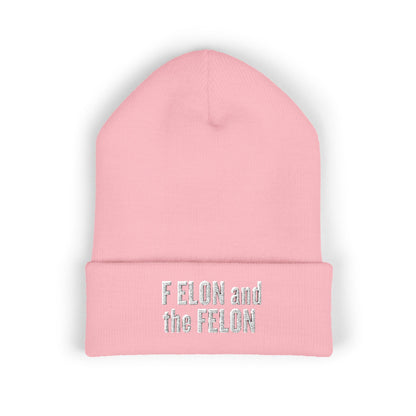 F ELON and the FELON Classic Cuffed Beanie, Embroidered Beanie Hat, Eco-Friendly Accessories, Winter Warm Hat, Political Headgear