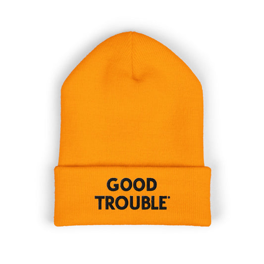 Good Trouble Cuffed Beanie, Embroidered Beanie Hat, Eco-Friendly Accessories, Winter Warm Hat