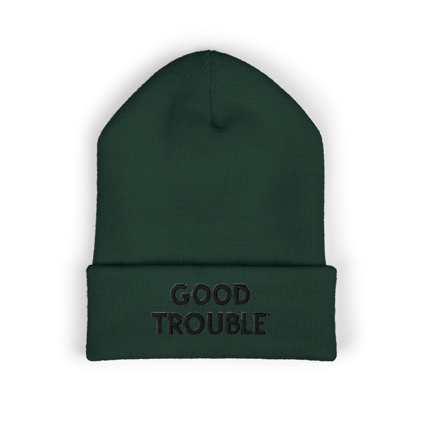 Good Trouble Cuffed Beanie, Embroidered Beanie Hat, Eco-Friendly Accessories, Winter Warm Hat