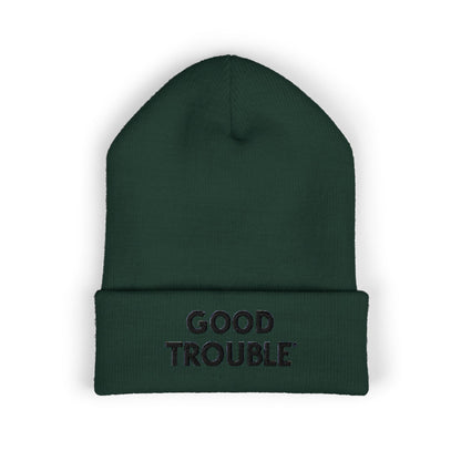Good Trouble Cuffed Beanie, Embroidered Beanie Hat, Eco-Friendly Accessories, Winter Warm Hat