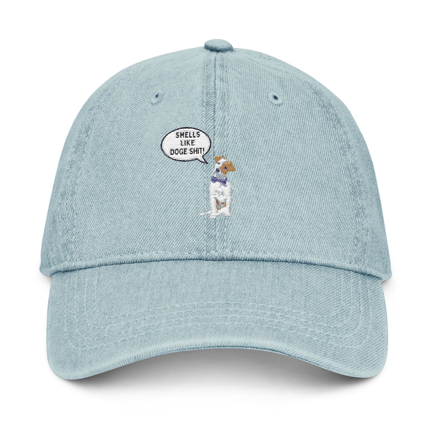 Embroidered Denim Hat - "Smells Like Doge Shit " Statement Cap for Everyday Wear