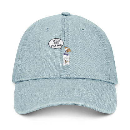 Embroidered Denim Hat - "Smells Like Doge Shit " Statement Cap for Everyday Wear