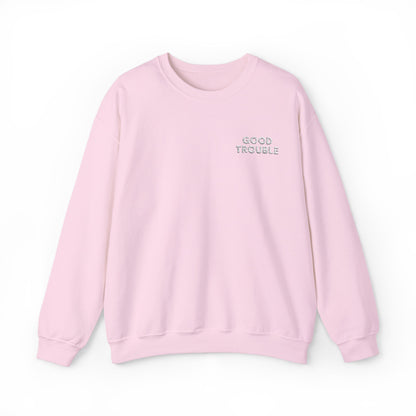 GoodTrouble Embroidered Unisex Crewneck Sweatshirt - Comfort Meets Activism