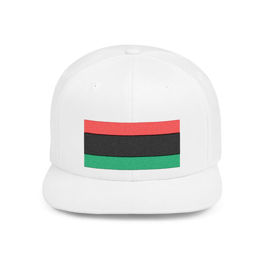Pan African Embroidered Snapback Cap, Trendy Flat Bill Hat for Activists, Gift for African Heritage Celebrations, Urban Streetwear
