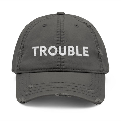 Trouble Distressed Dad Hat, Relaxed Cap, Gift for Dads, Casual Wear, Trendy Hat