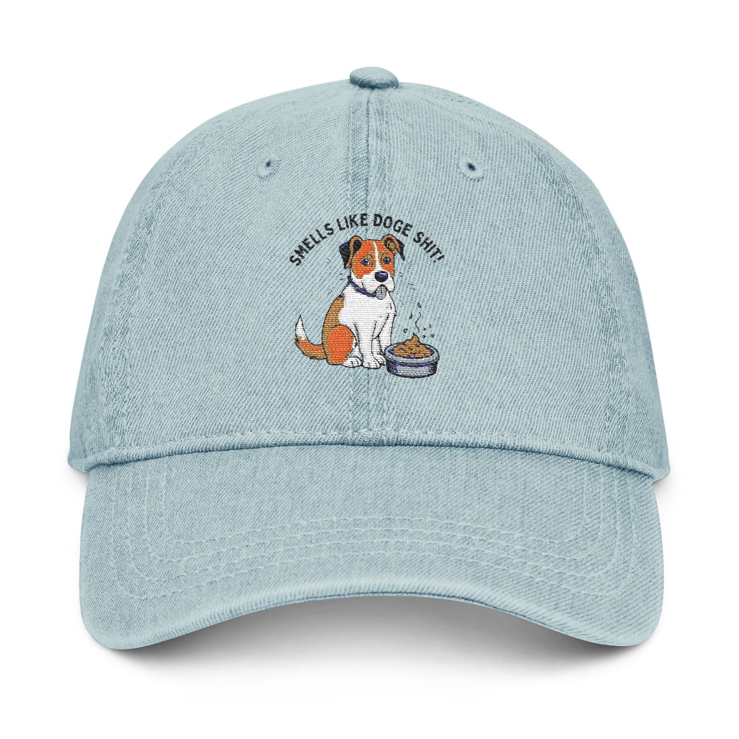 Embroidered Denim Hat - "Smells Like Doge Shit " Meme Cap for Everyday Wear