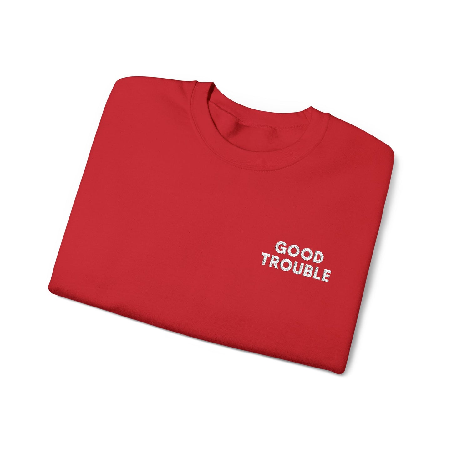 GoodTrouble Embroidered Unisex Crewneck Sweatshirt - Comfort Meets Activism