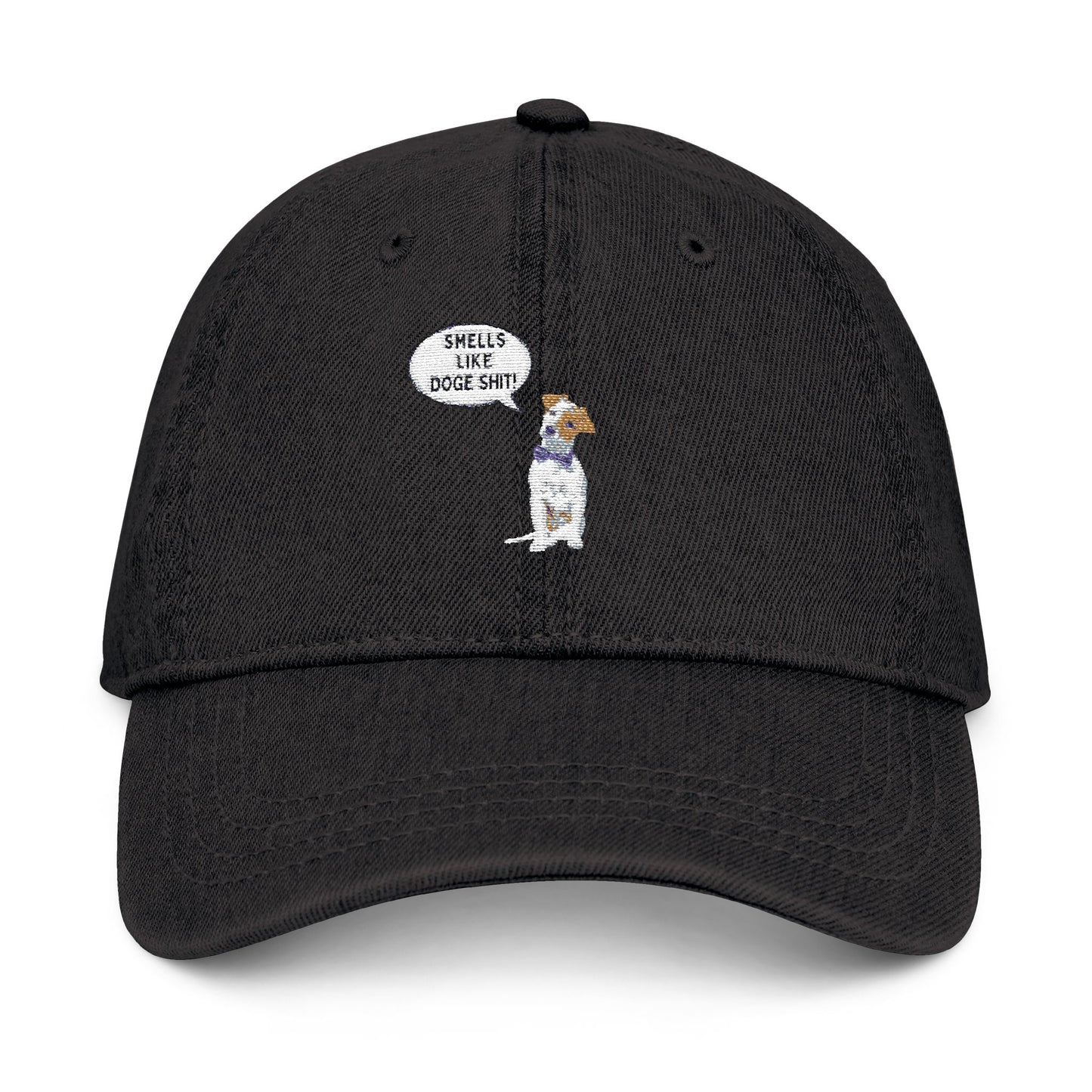Embroidered Denim Hat - "Smells Like Doge Shit " Statement Cap for Everyday Wear