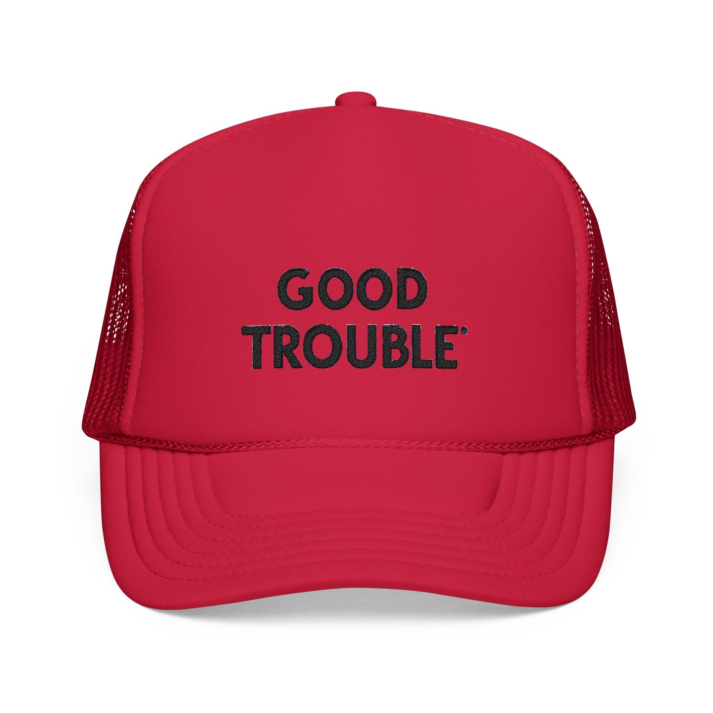 Good Trouble Foam Trucker Hat, Embroidered Adjustable Dad Hat, Summer Essential Gift, Embroidered Cap for Outdoor Events, Summer Accessory