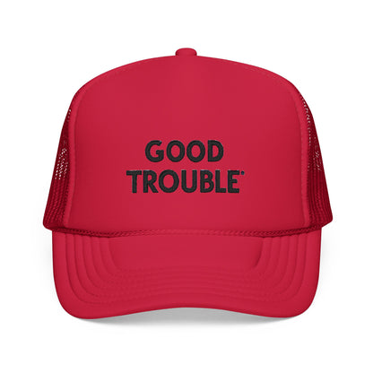 Good Trouble Foam Trucker Hat, Embroidered Adjustable Dad Hat, Summer Essential Gift, Embroidered Cap for Outdoor Events, Summer Accessory