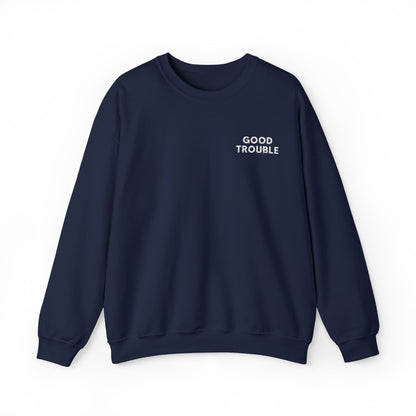 GoodTrouble Embroidered Unisex Crewneck Sweatshirt - Comfort Meets Activism