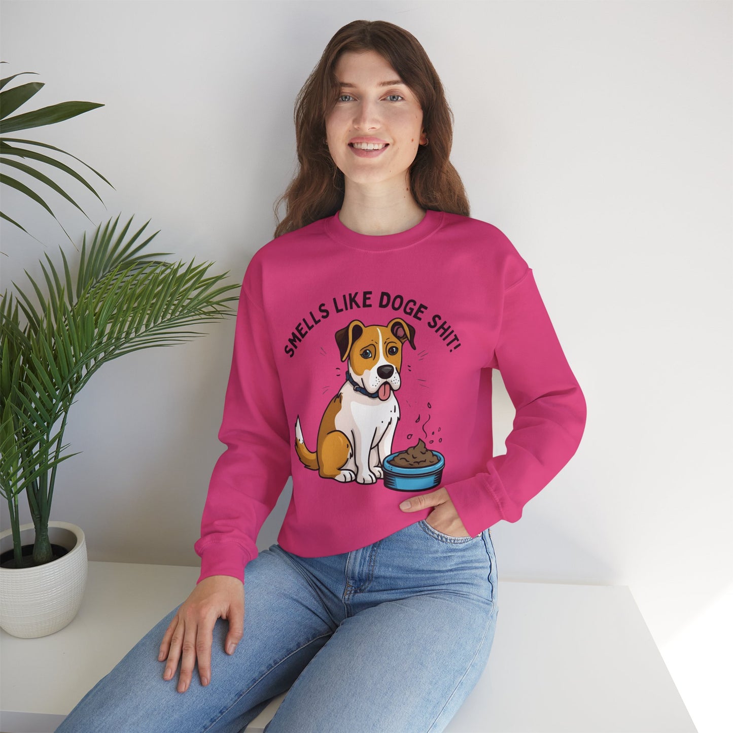 Funny Dog Lover Sweatshirt - 'Smells Like Doge Sh*t!' Crewneck