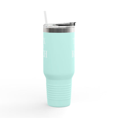 Tax The Rich Insulated Travel Mug, 40oz, Perfect Gift for Coffee Lovers, Road Trips, and Hands Off Protest Tumbler