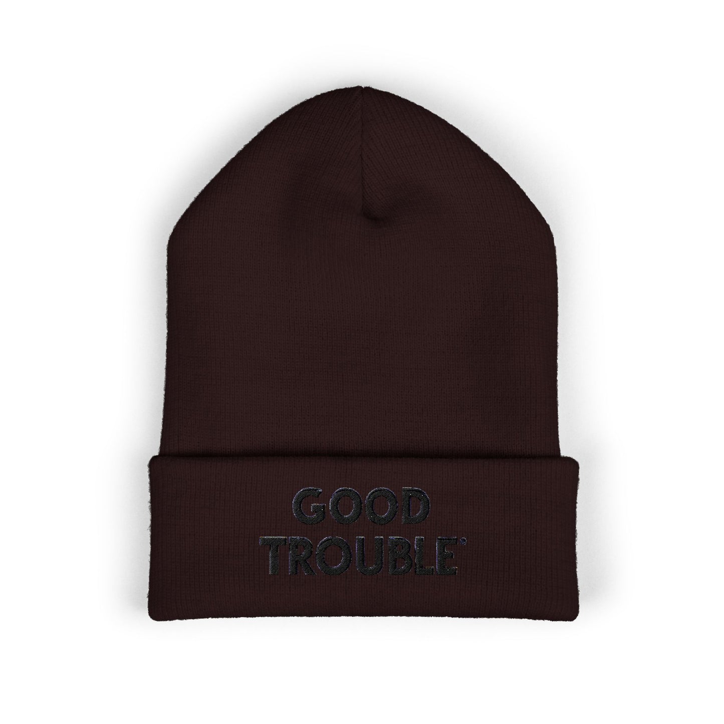 Good Trouble Cuffed Beanie, Embroidered Beanie Hat, Eco-Friendly Accessories, Winter Warm Hat