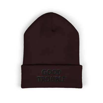 Good Trouble Cuffed Beanie, Embroidered Beanie Hat, Eco-Friendly Accessories, Winter Warm Hat