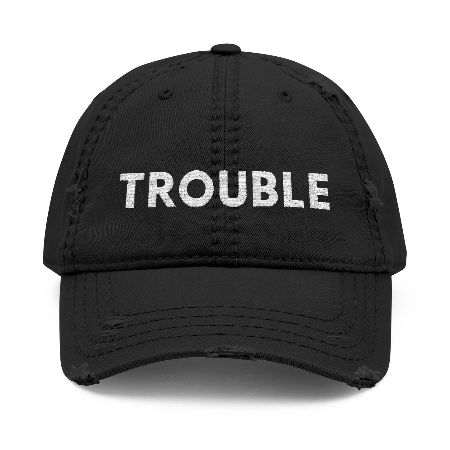 Trouble Distressed Dad Hat, Relaxed Cap, Gift for Dads, Casual Wear, Trendy Hat
