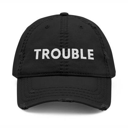 Trouble Distressed Dad Hat, Relaxed Cap, Gift for Dads, Casual Wear, Trendy Hat
