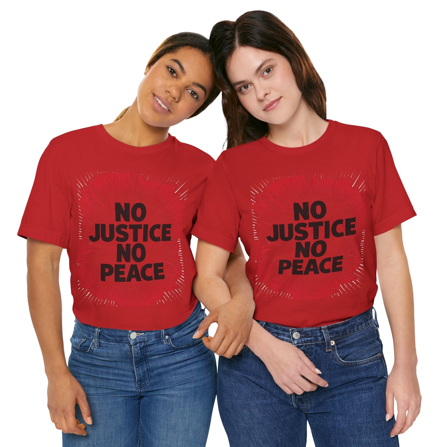 No Justice No Peace Tee - Unisex Jersey Short Sleeve Shirt, Statement Tee, Gift for Activists, Casual Wear, Hands Off Protest