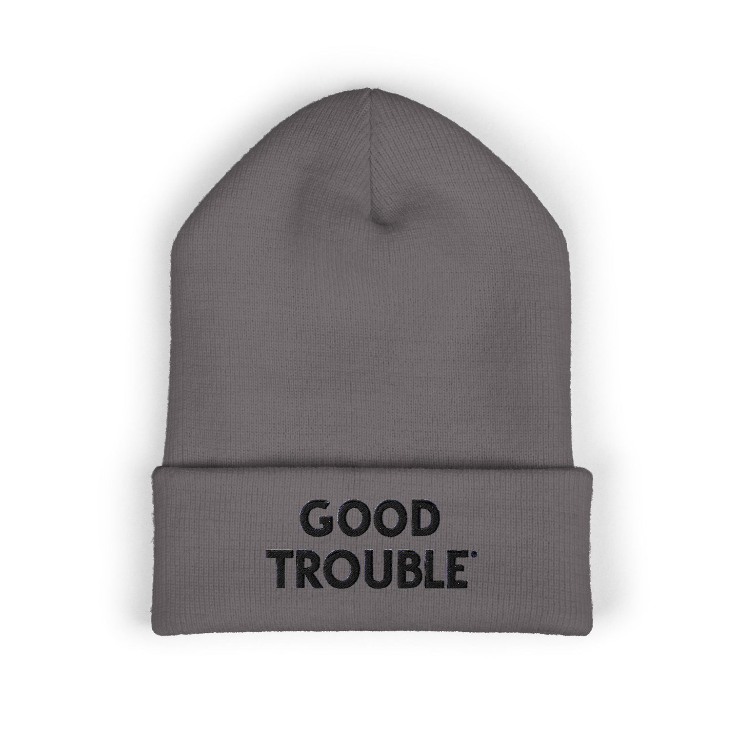 Good Trouble Cuffed Beanie, Embroidered Beanie Hat, Eco-Friendly Accessories, Winter Warm Hat
