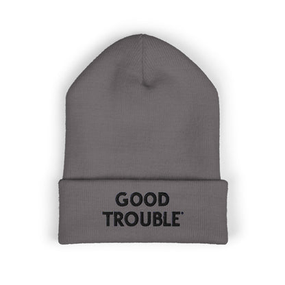 Good Trouble Cuffed Beanie, Embroidered Beanie Hat, Eco-Friendly Accessories, Winter Warm Hat