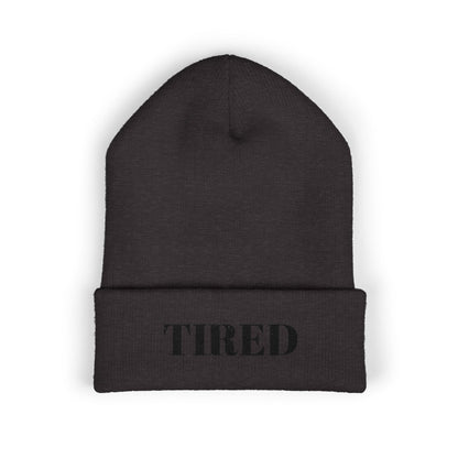 Tired Cuffed Beanie, Embroidered Beanie Hat, Eco-Friendly Accessories, Winter Warm Hat