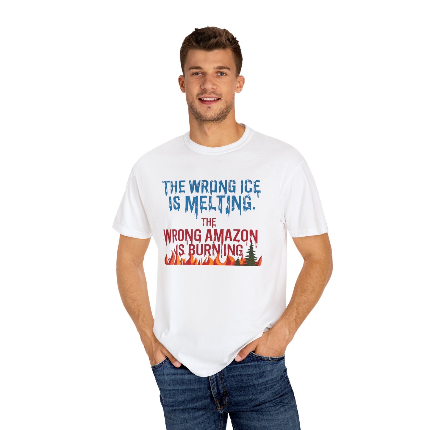 The Wrong Ice Is Melting The Wrong Amazon Is Burning Eco-Conscious Unisex T-Shirt - Climate Change Awareness Tee